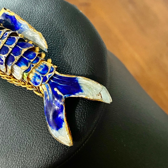 Vintage Cloisonné Movable Carp/ Fish Pendant - Picture 2 of 5